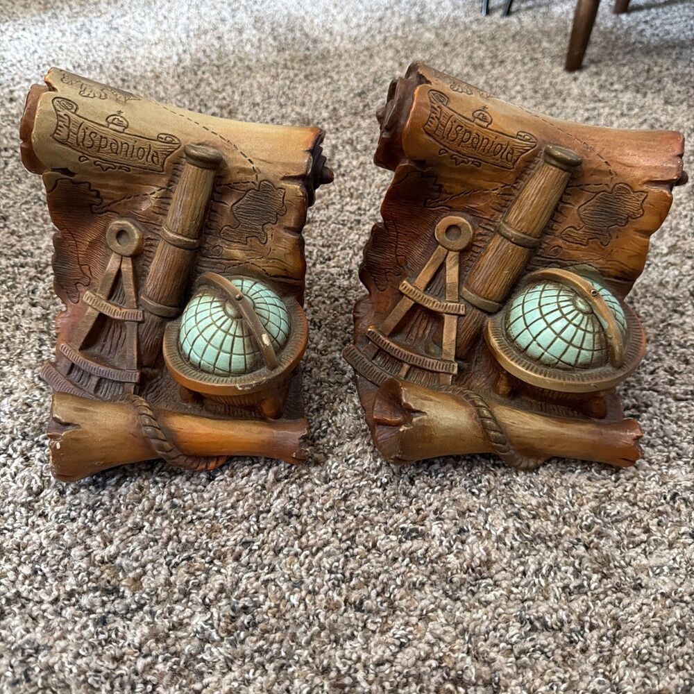 Vintage 1967 Universal Statuary Corp “Hispaniola” Nautical Bookends